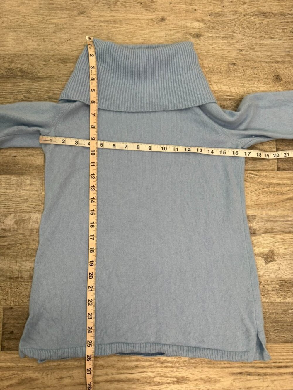 Talbots Light Blue Pure Cashmere Cowl Neck Long Sleeve Sweater Size Medium F12 - Picture 3 of 5